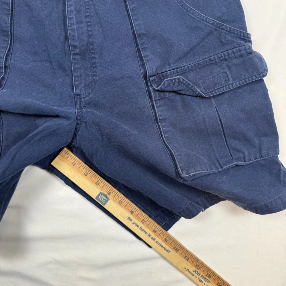 Columbia Mens Navy Blue Cotton Canvas Cargo Hiking Shorts Size 35 Waist